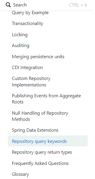 Repository Query Keywords